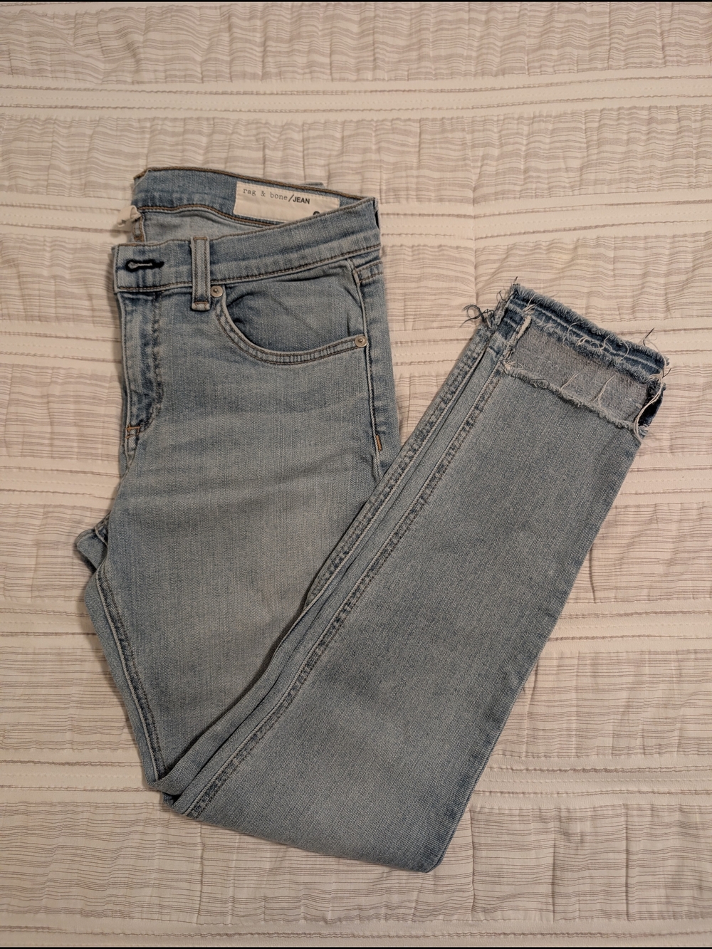 rag & bone Light Wash Step Hem Crop Jeans